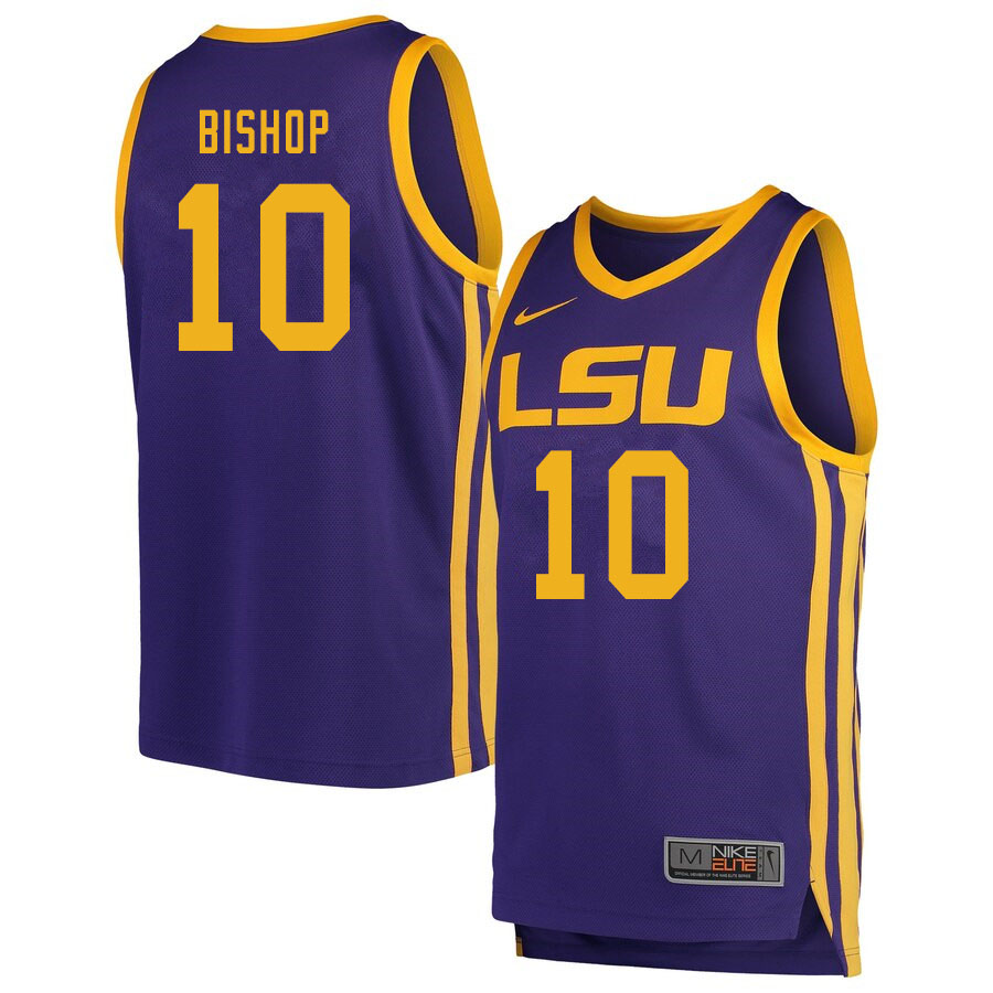Men #10 James Bishop LSU Tigers College Basketball Jersyes Sale-Retro